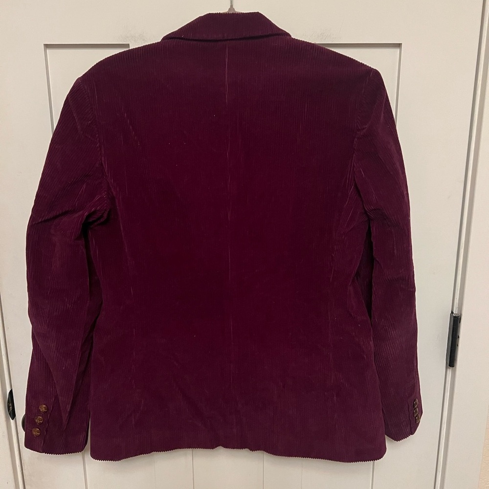 Vintage Maroon Corduroy Blazer Size 10 Two Button Pocket Butterfly Prestige - Picture 2 of 11